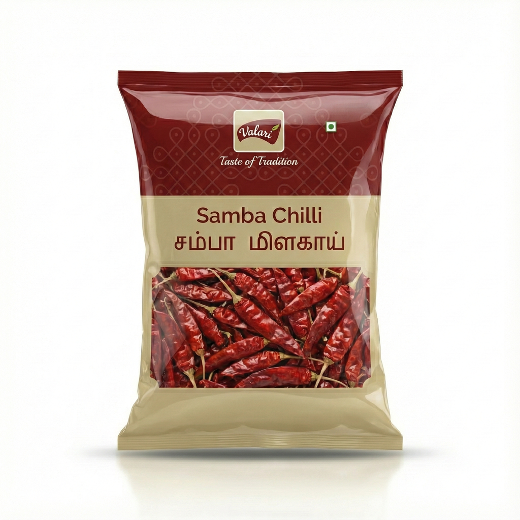 Samba Chilli | Natural Laal Mirch With Stem | Indian Spices | Sun-dried and Carefully Packed Red Whole Chilly